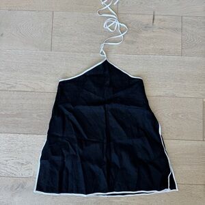 DISSH Aiden Black Linen Tunic Top with White Edging